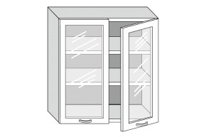 19.80.4  Кира Шкаф настенный с двумя стекл. дверцами h 913 в Серове - serov.mebel-e96.ru | фото