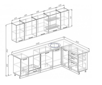 Угловой кухонный гарнитур Муссон 2600х1600 мм в Серове - serov.mebel-e96.ru