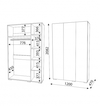 Шкаф 1200 мм распашной Осло (ручка торцевая) (Риннер) в Серове - serov.mebel-e96.ru