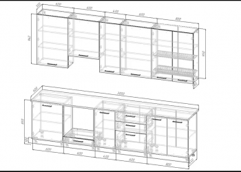 Кухонный гарнитур высокий Санторини 3000 мм, Стол. 26 мм в Серове - serov.mebel-e96.ru