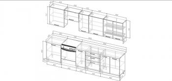 Кухонный гарнитур Санторини 3000 мм, Стол. 26 мм в Серове - serov.mebel-e96.ru