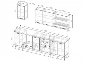 Кухонный гарнитур Санторини 2800 мм, Стол. 26 мм в Серове - serov.mebel-e96.ru