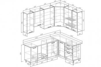 Угловой кухонный гарнитур Трансильвания 2200*1600 мм Sanvut в Серове - serov.mebel-e96.ru