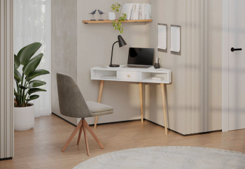 Стол письменный угловой, арт.6-01104, белый(ГК) в Серове - serov.mebel-e96.ru