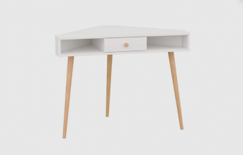 Стол письменный угловой, арт.6-01104, белый(ГК) в Серове - serov.mebel-e96.ru