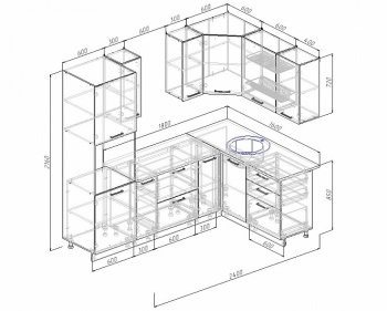 Угловой кухонный гарнитур Жемчуг 2400х1600 мм в Серове - serov.mebel-e96.ru