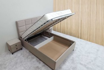 Кровать с подъемным механизмом Мега беж (Лин) в Серове - serov.mebel-e96.ru