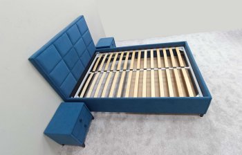 Кровать с подъемным механизмом Мега синий (Лин) в Серове - serov.mebel-e96.ru