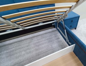 Кровать с подъемным механизмом Мега синий (Лин) в Серове - serov.mebel-e96.ru