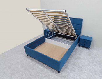 Кровать с подъемным механизмом Мега синий (Лин) в Серове - serov.mebel-e96.ru