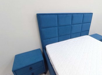 Кровать с подъемным механизмом Мега синий (Лин) в Серове - serov.mebel-e96.ru