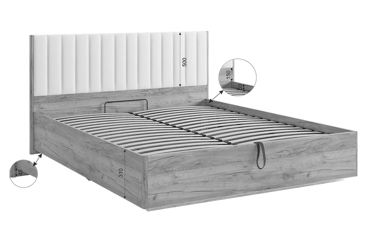 Кровать с подъемным механизмом Адам графит (Мебельсон) в Серове - serov.mebel-e96.ru