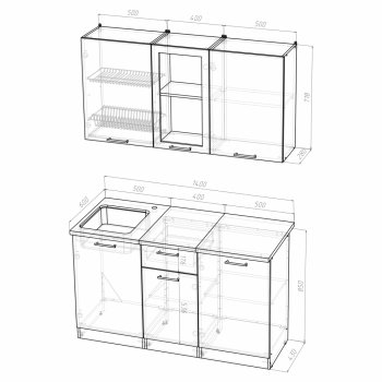 Кухонный гарнитур Алина медиум 1400 мм (Герда) в Серове - serov.mebel-e96.ru