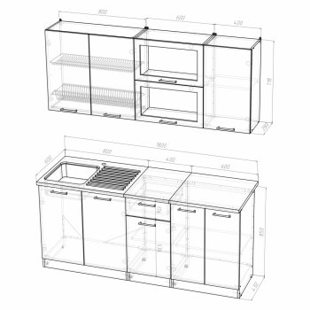 Кухонный гарнитур Алина макси 1800 мм (Герда) в Серове - serov.mebel-e96.ru