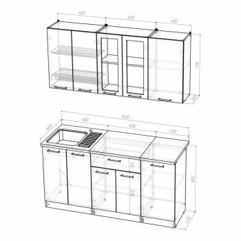 Кухонный гарнитур Алина стандарт 1600 мм (Герда) в Серове - serov.mebel-e96.ru