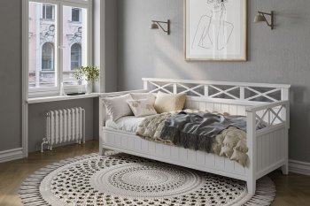 Кровать из массива Амелия белый античный (БМ) в Серове - serov.mebel-e96.ru