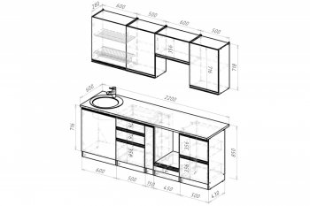 Кухонный гарнитур Амели компакт 2200 мм (Герда) в Серове - serov.mebel-e96.ru