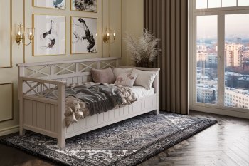 Кровать из массива Амелия льняной (БМ) в Серове - serov.mebel-e96.ru