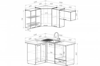 Кухонный гарнитур Антика мега прайм 1200х1600 мм (Герда) в Серове - serov.mebel-e96.ru