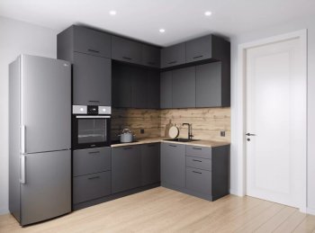 Кухонный гарнитур угловой Антрацит 2200х1700 мм (Санвут) в Серове - serov.mebel-e96.ru
