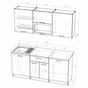 Кухонный гарнитур Арина макси 1800 мм  (Герда) в Серове - serov.mebel-e96.ru