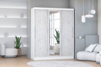 Шкаф-купе 1700 мм 3-х дверный с 1-м зеркалом (арт. 012) белый/цемент (Диал) в Серове - serov.mebel-e96.ru