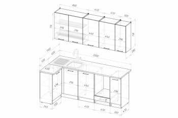 Кухонный гарнитур Асая прайм 400 1100х2000 мм (Герда) в Серове - serov.mebel-e96.ru