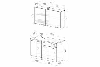 Кухонный гарнитур Асая Медиум 1400 мм (Герда) в Серове - serov.mebel-e96.ru