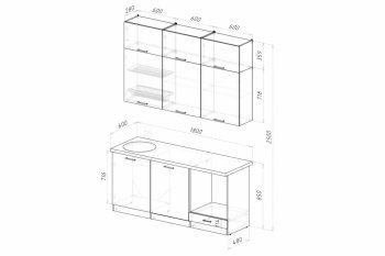 Кухонный гарнитур Асая макси 2 1800 мм ПМ (Герда) в Серове - serov.mebel-e96.ru