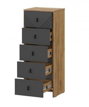 Комод (5 ящиков) Байкал Графит/Дуб золотой (СВ) в Серове - serov.mebel-e96.ru