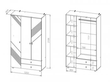 Шкаф 1200 мм трехстворчатый (с ящиками) Байкал (СВ) в Серове - serov.mebel-e96.ru