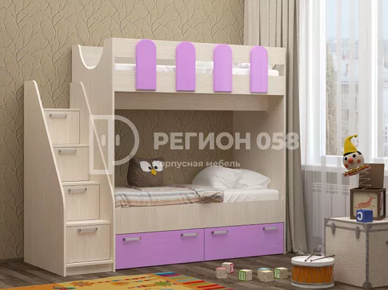 Двухъярусная кровать Бемби-11 МДФ (Регион) в Серове - serov.mebel-e96.ru