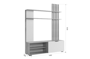 Стенка Бери К1 графит (Мебельсон) в Серове - serov.mebel-e96.ru