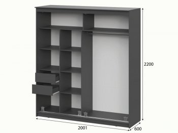 Шкаф-купе №25 2000 мм Блэк ЛАЙТ графит (СВ) в Серове - serov.mebel-e96.ru