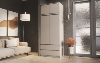 Шкаф Челси с антресолью 900 мм Кашемир (Миф) в Серове - serov.mebel-e96.ru