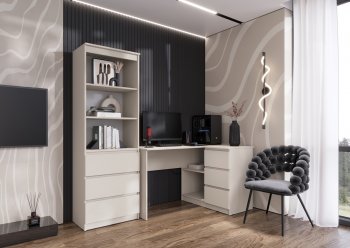 Письменный стол угловой + Стеллаж Челси кашемир (Миф) в Серове - serov.mebel-e96.ru