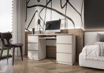 Письменный стол Челси 6 ящиков кашемир (Миф) в Серове - serov.mebel-e96.ru