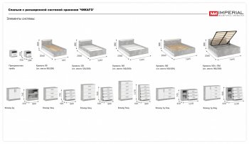 Спальный гарнитур Чикаго модульный, ателье светлый/белый (Имп) в Серове - serov.mebel-e96.ru