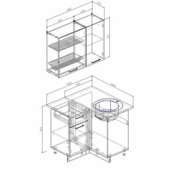 Кухонный гарнитур угловой Дели 1000*1000 (Sanvut) в Серове - serov.mebel-e96.ru