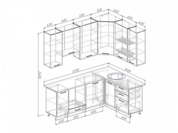 Угловой кухонный гарнитур Дели 2200х1600 мм в Серове - serov.mebel-e96.ru