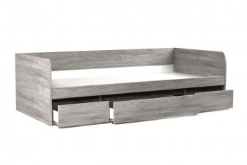Кровать 900 с ящиками Денвер Риббек серый (СБК) в Серове - serov.mebel-e96.ru