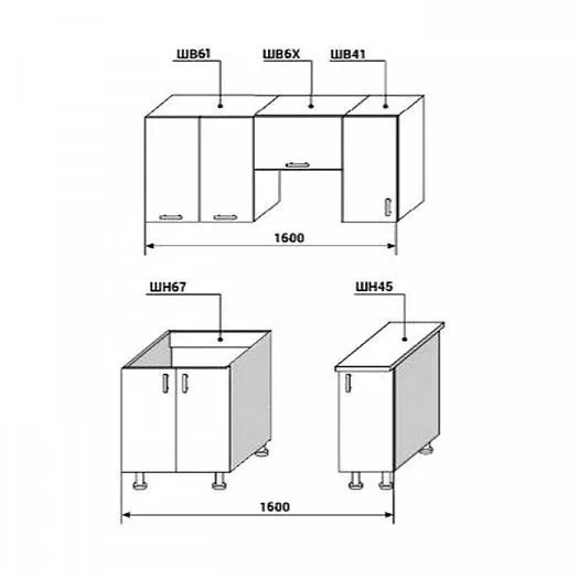 Кухонный гарнитур Диана-4У Лофт 1600 мм в Серове - serov.mebel-e96.ru