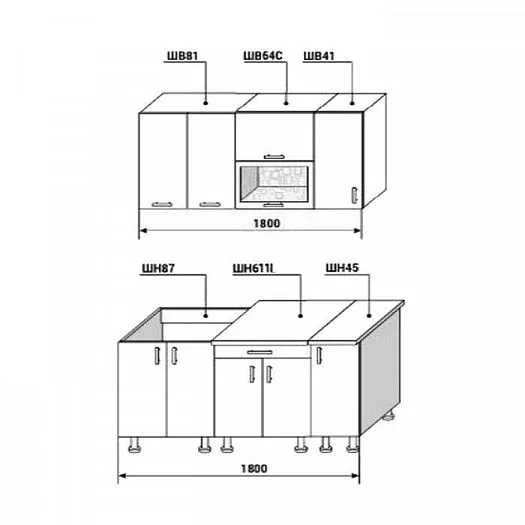 Кухонный гарнитур Диана-4У Лофт 1800 мм в Серове - serov.mebel-e96.ru