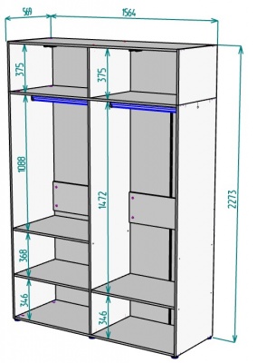 Шкаф 1564 мм Erik H313 + Антресоль HA4 (Графит) в Серове - serov.mebel-e96.ru