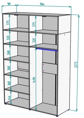 Шкаф 1564 мм Erik H318 + Антресоль HA4 (Графит) в Серове - serov.mebel-e96.ru