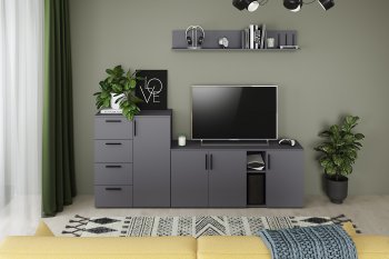 Стенка Эйр модульная, графит (Моби) в Серове - serov.mebel-e96.ru