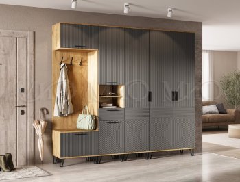 Прихожая Флэш крафт/графит модульная (Миф) в Серове - serov.mebel-e96.ru