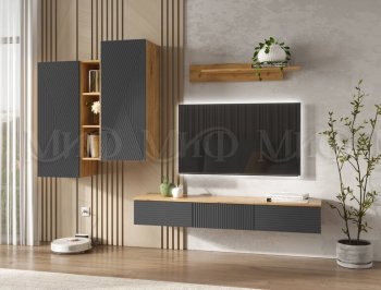 Стенка Флэш комп.2 крафт/графит (Миф) в Серове - serov.mebel-e96.ru
