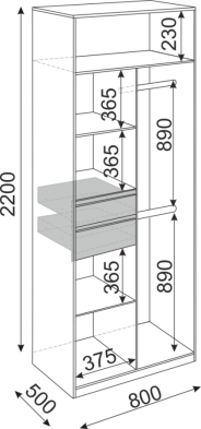 Шкаф 800 мм 2-х створчатый Глэдис (модуль 22) (Риннер) в Серове - serov.mebel-e96.ru