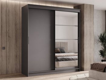 Шкаф-купе 2000 мм Гранд-1 ЛДСП/Зеркало, графит (Эра) в Серове - serov.mebel-e96.ru